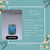 Boho Chic Blue Topaz Bezel Pendant - Handcrafted Gemstone Necklace with 24kt Gold Plating