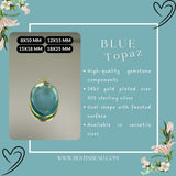 Boho Chic Blue Topaz Bezel Pendant - Handcrafted Gemstone Necklace with 24kt Gold Plating