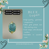 Boho Chic Blue Topaz Bezel Pendant - Handcrafted Gemstone Necklace with 24kt Gold Plating