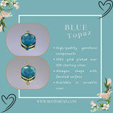 Boho Chic Blue Topaz Bezel Pendant - Handcrafted Gemstone Necklace with 24kt Gold Plating