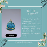 Boho Chic Blue Topaz Bezel Pendant - Handcrafted Gemstone Necklace with 24kt Gold Plating