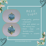 Boho Chic Blue Topaz Bezel Pendant - Handcrafted Gemstone Necklace with 24kt Gold Plating