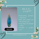 Boho Chic Blue Topaz Bezel Pendant - Handcrafted Gemstone Necklace with 24kt Gold Plating