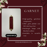 Garnet Rectangle/Bar Pendant - Boho Chic Gemstone Necklace with 24kt Gold Elegance