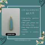 Chalcedony Blue Pear/Flat Teardrop Pendant - Boho Chic Gemstone Necklace with 24kt Gold Elegance