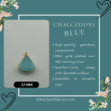 Chalcedony Blue Bell/Quarter Circle Pendant - Boho Chic Gemstone Necklace with 24kt Gold Elegance