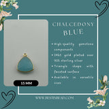 Chalcedony Blue Triangle Pendant - Boho Chic Gemstone Necklace with 24kt Gold Elegance