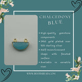 Chalcedony Blue Moon/Crescent Pendant - Boho Chic Gemstone Necklace with 24kt Gold Elegance