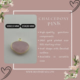 Pink Chalcedony Oval Pendant - Boho Chic Gemstone Necklace with 24kt Gold Elegance