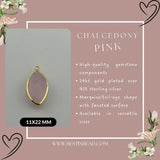 Pink Chalcedony Marquise/Evil Eye Pendant - Boho Chic Gemstone Necklace with 24kt Gold Elegance