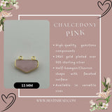 Pink Chalcedony Chevron/Half Hexagon Pendant - Boho Chic Gemstone Necklace with 24kt Gold Elegance