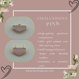 Pink Chalcedony Chevron/Half Hexagon Pendant - Boho Chic Gemstone Necklace with 24kt Gold Elegance
