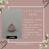 Pink Chalcedony Triangle Pendant - Boho Chic Gemstone Necklace with 24kt Gold Elegance