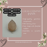 Pink Chalcedony Pear/Flat Teardrop Pendant - Boho Chic Gemstone Necklace with 925 Sterling Silver Elegance
