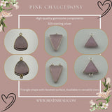 Pink Chalcedony Triangle Pendant - Boho Chic Gemstone Necklace with 925 Sterling Silver Elegance