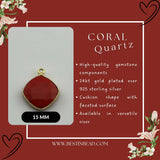 Coral Quartz Bezel Pendant