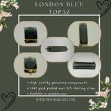 Boho Chic London Blue Topaz Bezel Pendant - Handcrafted Gemstone Necklace with 24kt Gold Plating
