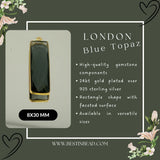 Boho Chic London Blue Topaz Bezel Pendant - Handcrafted Gemstone Necklace with 24kt Gold Plating