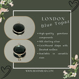 Boho Chic London Blue Topaz Bezel Pendant - Handcrafted Gemstone Necklace in 925 Sterling Silver with Stunning Finishes