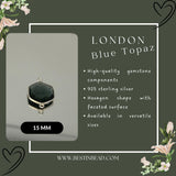 Boho Chic London Blue Topaz Bezel Pendant - Handcrafted Gemstone Necklace in 925 Sterling Silver with Stunning Finishes