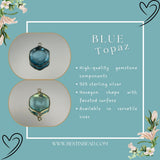 Blue Topaz Pendant - Hexagon Sterling Silver Bezel, Gemstone Necklace