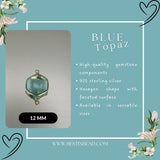 Blue Topaz Pendant - Hexagon Sterling Silver Bezel, Gemstone Necklace