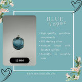 Blue Topaz Pendant - Hexagon Sterling Silver Bezel, Gemstone Necklace
