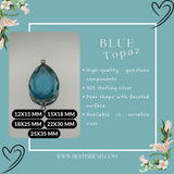 Blue Topaz Sterling Silver Pendant – Boho Gemstone Bezel Necklace