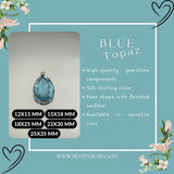 Blue Topaz Sterling Silver Pendant – Boho Gemstone Bezel Necklace