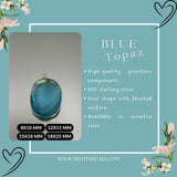 Blue Topaz Sterling Silver Pendant – Handcrafted Bezel Gemstone