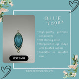 Boho Chic Blue Topaz Bezel Pendant - Handcrafted Gemstone Necklace in 925 Sterling Silver with Stunning Finishes