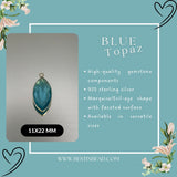 Boho Chic Blue Topaz Bezel Pendant - Handcrafted Gemstone Necklace in 925 Sterling Silver with Stunning Finishes