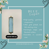 Boho Chic Blue Topaz Bezel Pendant - Handcrafted Gemstone Necklace with 24kt Gold Plating