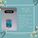 Boho Chic Blue Topaz Bezel Pendant - Handcrafted Gemstone Necklace with 24kt Gold Plating