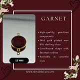 Garnet Coin/Round Pendant - Boho Chic Gemstone Necklace with 24kt Gold Elegance
