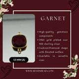 Garnet Cushion/Diamond Pendant - Boho Chic Gemstone Necklace with 24kt Gold Elegance