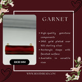 Garnet Rectangle/Bar Pendant - Boho Chic Gemstone Necklace with 24kt Gold Elegance