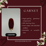Boho Garnet Sterling Silver Pendant – Gemstone Bezel Necklace