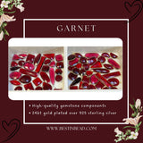 Garnet Bezel Pendant - 925 Sterling Silver Crescent Moon Necklace