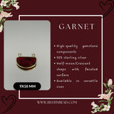 Garnet Bezel Pendant - 925 Sterling Silver Crescent Moon Necklace