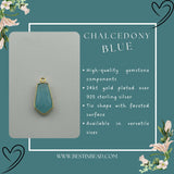 Chalcedony Blue Tie Pendant - Boho Chic Gemstone Necklace with 24kt Gold Elegance