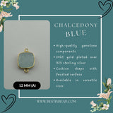 Chalcedony Blue Cushion/Diamond Pendant - Boho Chic Gemstone Necklace with 24kt Gold Elegance