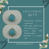 Chalcedony Blue Heart Pendant - Boho Chic Gemstone Necklace with 24kt Gold Elegance