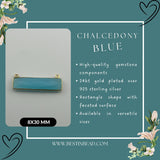 Chalcedony Blue Rectangle/Bar Pendant - Boho Chic Gemstone Necklace with 24kt Gold Elegance