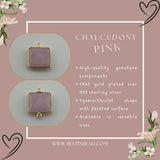 Pink Chalcedony Square Pendant - Boho Chic Gemstone Necklace with 24kt Gold Elegance