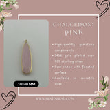 Pink Chalcedony Pear/Flat Teardrop Pendant - Boho Chic Gemstone Necklace with 24kt Gold Elegance