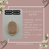 Pink Chalcedony Oval Pendant - Boho Chic Gemstone Necklace with 24kt Gold Elegance