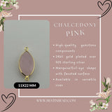 Pink Chalcedony Marquise/Evil Eye Pendant - Boho Chic Gemstone Necklace with 24kt Gold Elegance