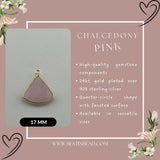 Pink Chalcedony Bell/Quarter Circle Pendant - Boho Chic Gemstone Necklace with 24kt Gold Elegance