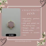 Pink Chalcedony Hexagon Pendant - Boho Chic Gemstone Necklace with 24kt Gold Elegance